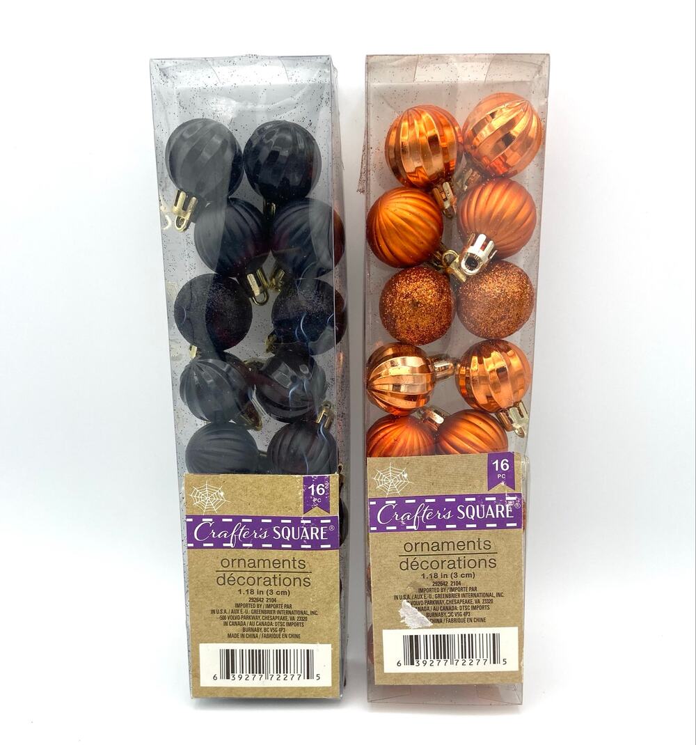 Halloween Mini Tree Ornaments Black Orange 16 Piece Pack of 2 Crafters Square